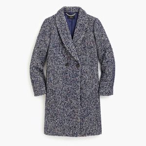 J. Crew Daphne topcoat in navy blue tweed 00 NWT
